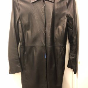 Kenneth Cole Black leather coat
